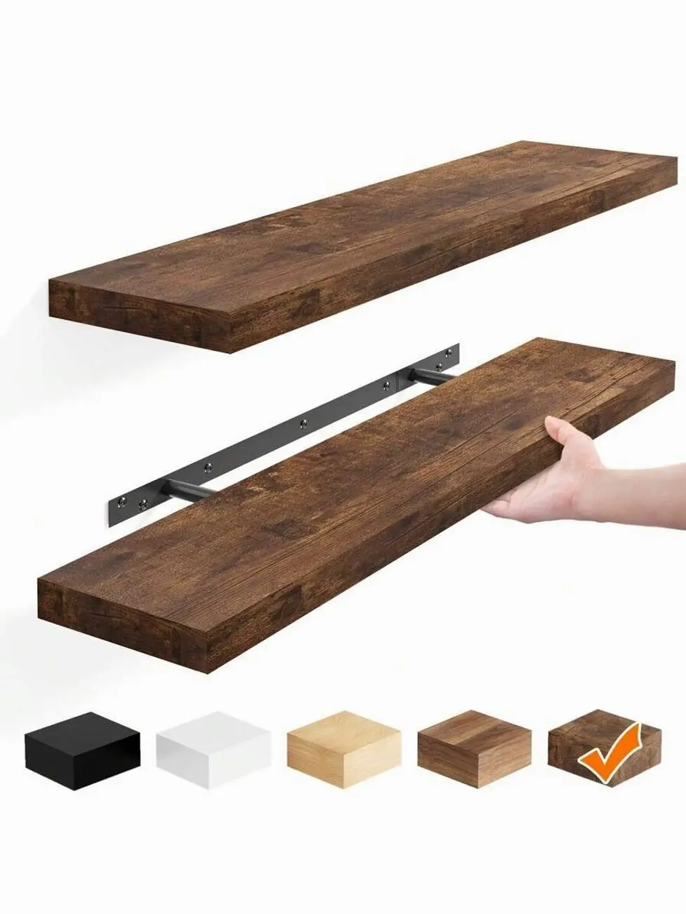 🏠 2 Pack 22 Inch Floating Shelves, Wall Mounted Bookshelves With Invisible Brackets For Living Room, Bedroom, Kitchen And Office.
