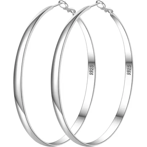 Women's 925 Sterling Silver Elegant Large Thin Statement Hoop Shape Earrings - Hypoallergenic, Lightweight, Lead-Free Female Jewelry for Sensitive Ears