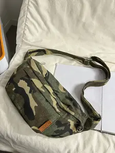 Leisure style personalized outdoor functional camouflage chest bag, large capacity crossbody bag, Zipper Fanny Pack, Waist belt bag, multi zipper pocket design, reasonable separation, suitable for shopping, short distance travel, outdoor camping