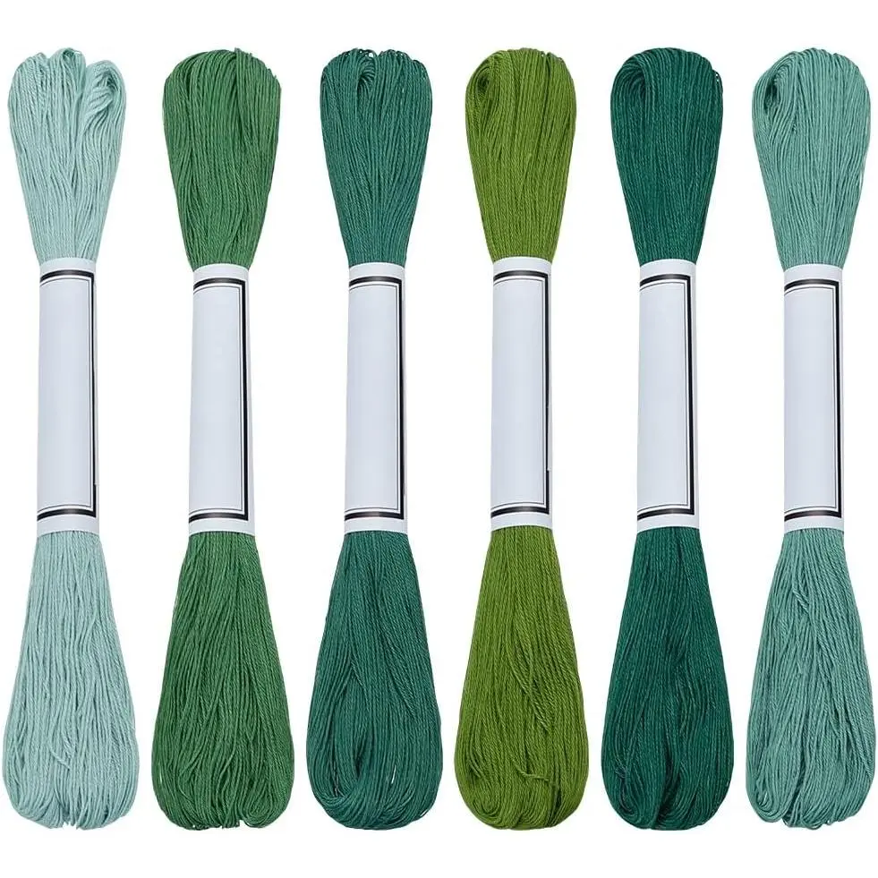 6 count Sashiko Thread Sashiko Skein 55 Yards*6 Colors Green Cotton Embroidery Thread  Quilting & Embroidery Sashiko Kit Supplies