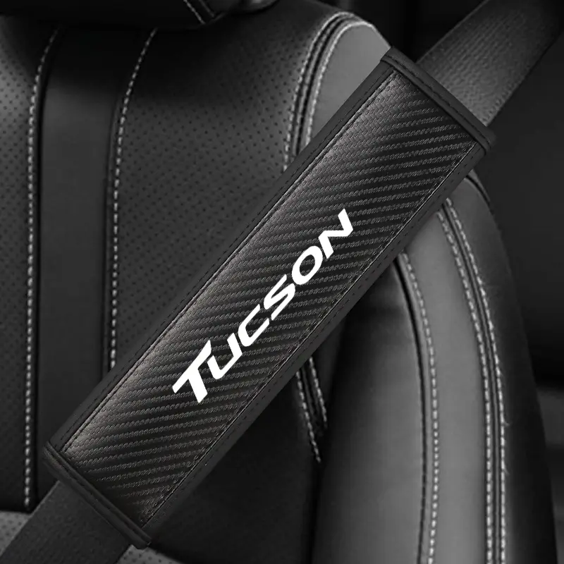 Hyundai Tucson Seat Belt Shoulder Cover, Car Interior Accessory, PU Leather & Carbon Fiber Stripe, Enhances Driving Comfort, Available in 1pc/2pcs, Car Accessories