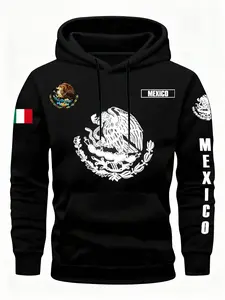Mexico Themed Graphic Hoodie, Soft Poly-Cotton, Casual Fitted Design, Perfect for Fall/winter, Ideal for Daily Wear & Stylish