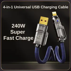 DMOOSTER 4-in-1 Charging Cable 240W Power USB-C/USB-A to USB-C/Lightning Adapter Fast Charging Smart Chip File Transfer Compatible with Laptops iPhone Samsung Huawei ray  con  charger