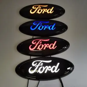Front Grille Waterproof LED Illuminated Emblem — Static Constant-On & Dynamic Sequential Light Effects Badge; Compatible with Ford Edge, F-150 Raptor, Transit, and Everest Models; Automotive Exterior Upgrade Accessory.
