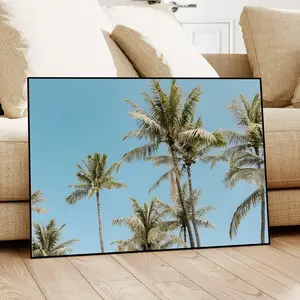 Tropical Coconut Paradise Canvas Print Vibrant Palm Tree Wall Art Summer Beach Themed Poster High Quality for Cool Room Decor Teen Room Living Room Bedroom Office Coastal Home Decor and Vacation Inspired Wall Decoration