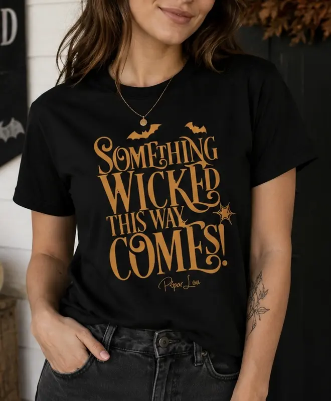Men's Something Wicked This Way Comes Classic Cotton Fabric T-Shirt, Casual Style with Sleeves