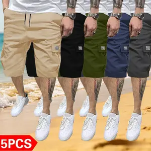 Men’s 5-Pack Lightweight Cargo Shorts — Summer Trendy Casual Style, Multiple Pockets, Durable, Anti-Pilling, Wear-Resistant, Tear-Resistant, Comfortable & Breathable, Fashionable & Versatile for Outdoor Leisurewear — Fashion, Layered Design
