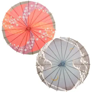 PRETYZOOM 2Pcs Oiled Paper Umbrella Small Japanese Chinese Style Paper Umbrella Bulk Umbrellas Wedding Oil Oriental Parasol Asian Dancing Props