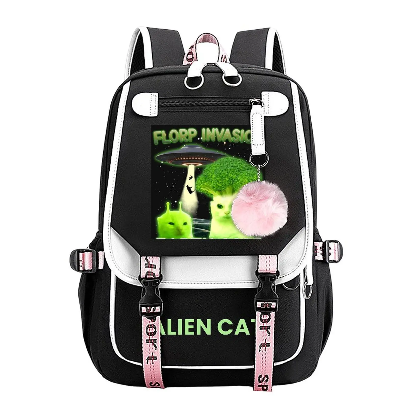 Modern Alien Design Backpacks for Teens, Large Capacity School & Travel Bag with Laptop Compartment, Water-Resistant for Boys & Girls, 11.4” x 18.1”, Everyday Carry, Carry On Backpacks