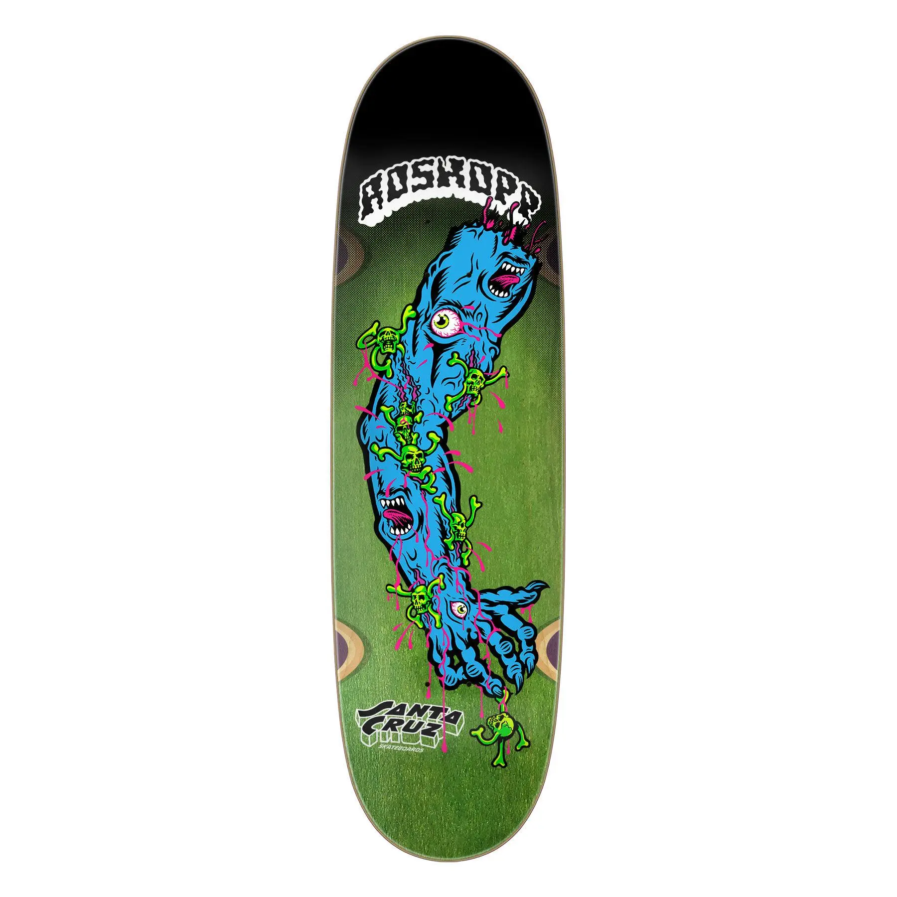 Skateboard Deck, 9" Rob Roskopp Screaming Arm Pro Model with Neon Art, 7-Ply Maple Plywood Construction and All-Terrain Egg Shape
