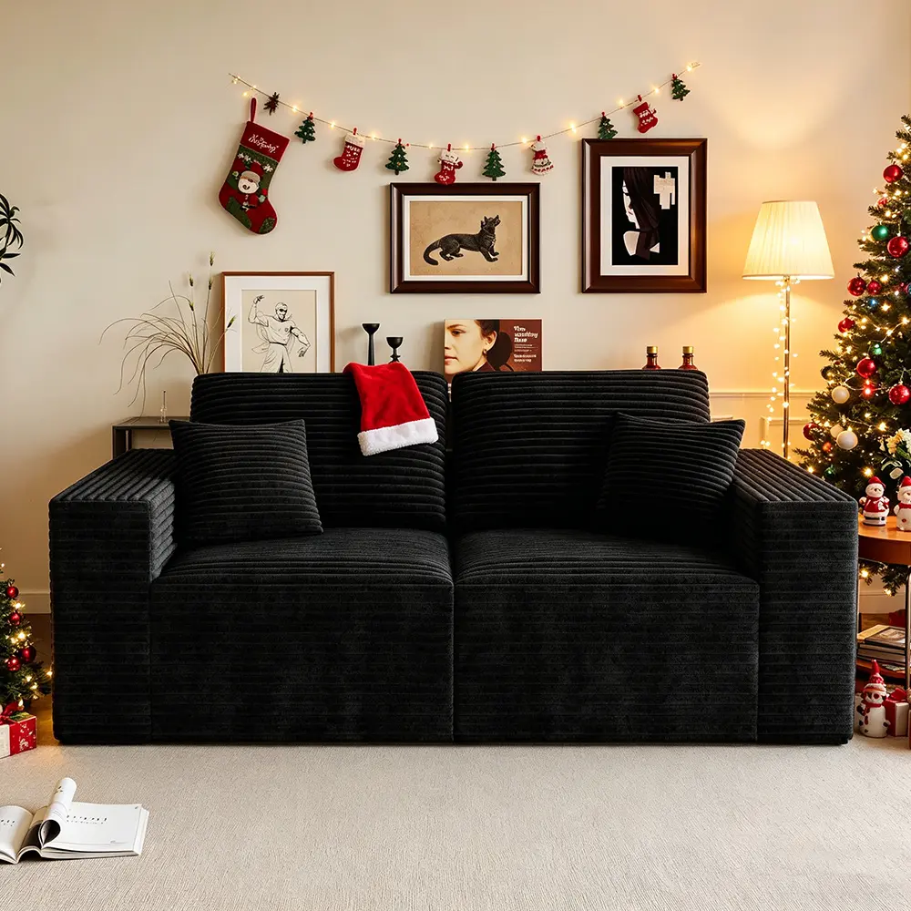 【2 Packages shipping】71“Boneless sectional loveseat couch，Modular cloud couches for livingroom、apartment、bedroom，Small Spaces 2-Seater High Elasticity Foam Floor Sofa with Deep Seat & High Cushion Backrest No Assembly Required