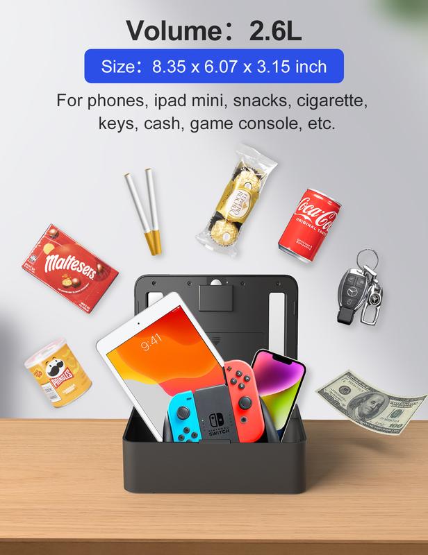 Vaydeer Metal Time Lock Box, Phone Timed Locked Box with Timer, Electronic Locking Container, USB C Charge, Audio Prompt, Self-Discipline Gift Time Safe to 365 Days for Cellphone/iPad Mini/Medication