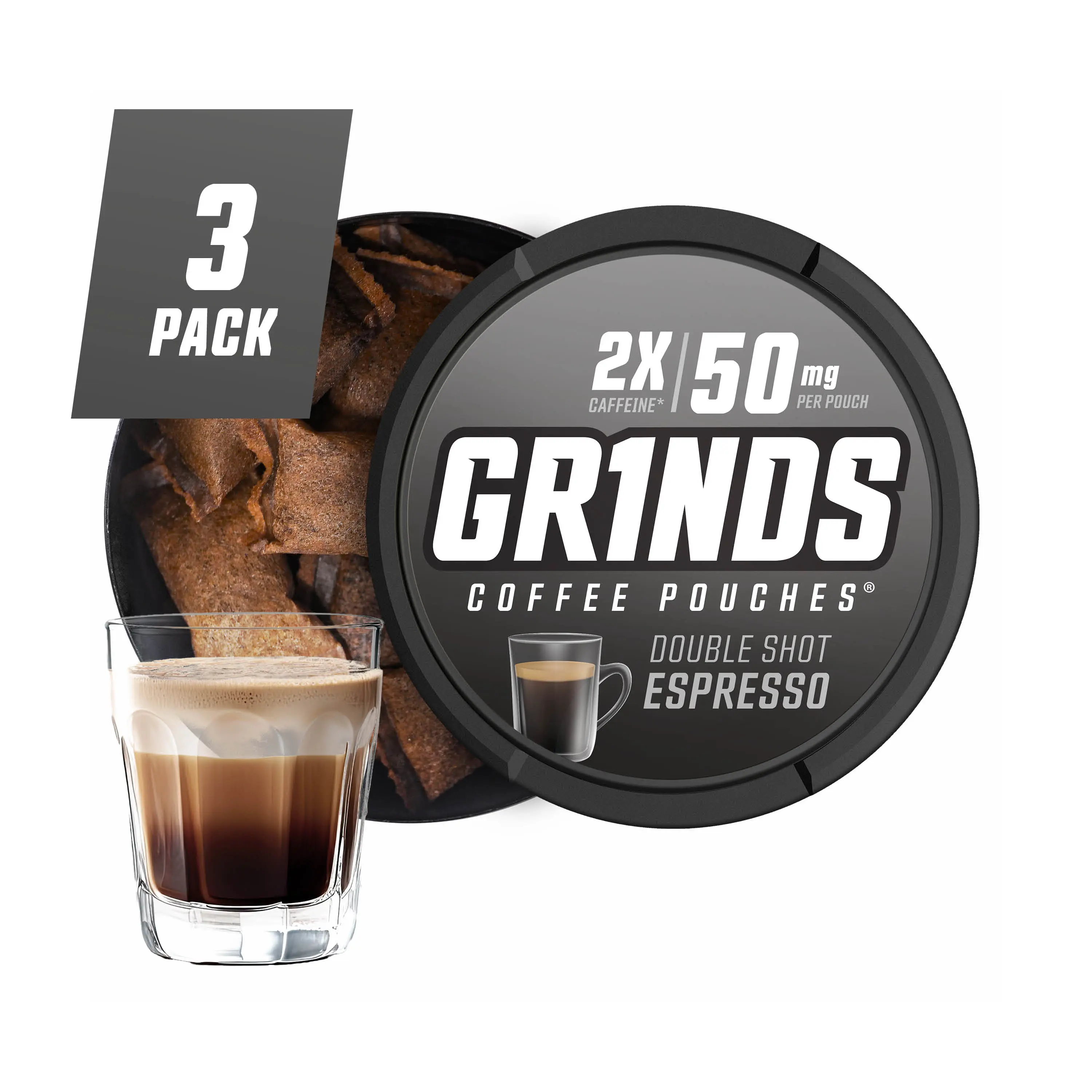 Grinds Coffee Pouches - Double Shot Espresso (3 Pack) Grinds Coffee Pouches - Double Shot Espresso (3 Pack)