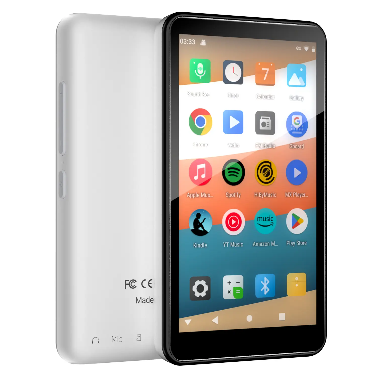 HiFi Android MP3 MP4 Player, 144GB Expandable to 256GB via MicroSD, 4.3" LCD Touchscreen, Bluetooth, Wi-Fi, Camera, Speakers, App Store