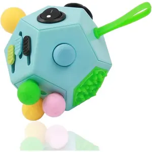 12 Sided Finger Cube Toys, Fidget Toys Relief Stress, Autism and Anxiety Depression for Kids Adults (Blue, Normal)