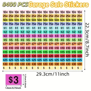 8400 Pcs Polka Dot Matte Self-Adhesive Price Tags Stickers Disposable Pricing Labels for Garage Sales Flea Markets  Yard Sales High Quality Matte Paper with Strong Adhesive Backing