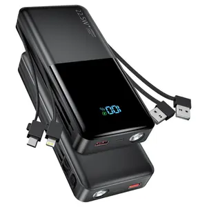 Portable Charger, 20000mAh SCP 22.5W & PD20W Fast Charging Phone Charger, Built-in Detachable USB-C & iOS Output Cable, Power Bank for iPhone Android Samsung