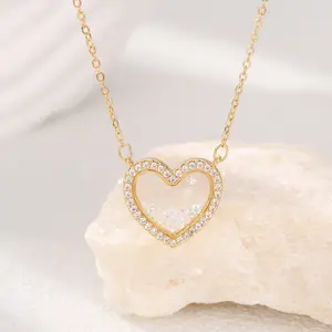 Dancing Diamonds Heart Necklace for Women | 14K Gold Filled Moving CZ Pendant | Valentine Gift for Her, Hypoallergenic Love Jewelry | Birthday Date Night