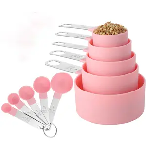 Kitchen Utensils Set 10-Piece, Stackable Stainless Steel Measuring Cups, Measuring Spoon, Ideal for Dry & Liquid Ingredients Measurement