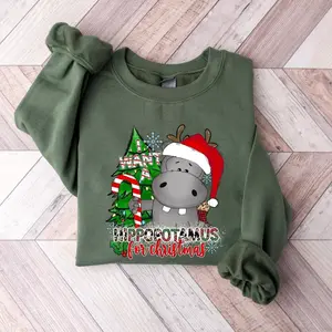 I Want a Hippopotamus for Christmas Sweatshirt, Cute Christmas Hippo Shirt, Christmas Hippo Shirt, Hippo Family Matching Shirt