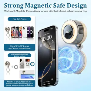 Multifunctional Magnetic Selfie Light Fan, 360 LED Selfie Ring Light with Mirror and Stand, Portable Lighting for Indoor and Outdoor Use, Ideal for Party Makeup, Selfie Photography and Video Recording.