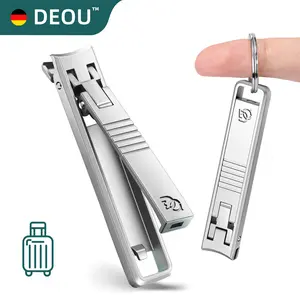 DEOU Ultra-Thin Folding Nail Clippers Anti-Splash Mini Stainless Steel Manicure Tool Portable Keychain Design for Men & Women Travel Friendly Gifts