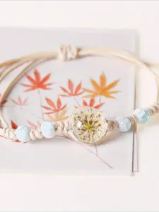 Dried Flower Design Bracelet, Fashionable Braided Bracelet for Women & Girls, Trendy All-match & Exquisite Jewelry for Birthday Gift