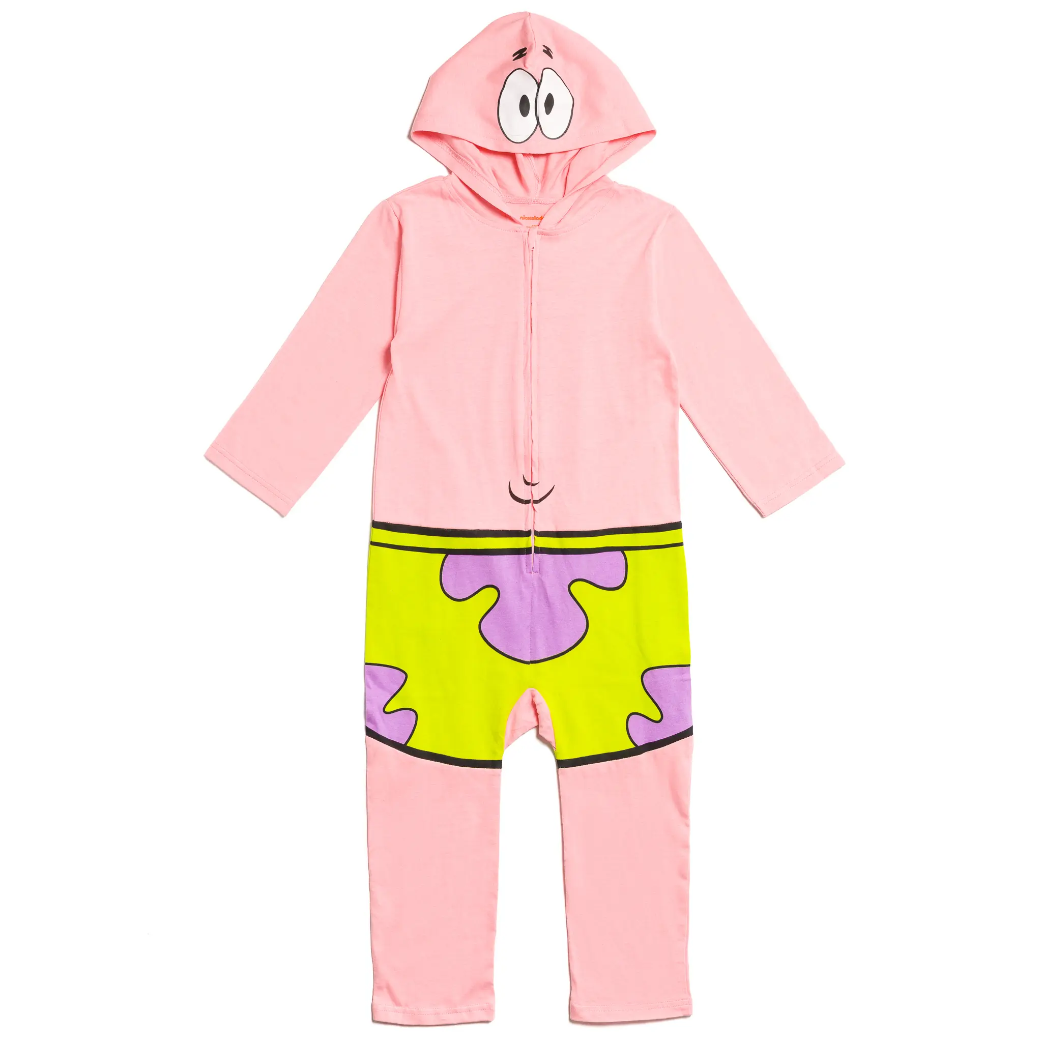 SpongeBob SquarePants Patrick Boys' Hooded Zip Front Printed Costume Coverall Star Pink Toddler to Big Kid