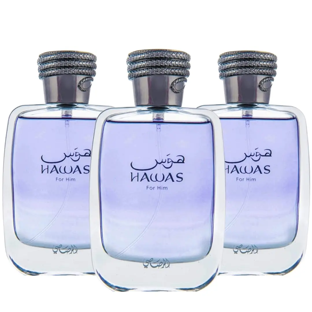 Hawas for Him Eau de Parfum Spray 100ml (3.4 oz) by Rasasi (Pack of 3) – Fresh Aquatic Men’s Perfume Hawas for Him Eau de Parfum Spray 100ml (3.4 oz) by Rasasi (Pack of 3) – Fresh Aquatic Men’s Perfume
