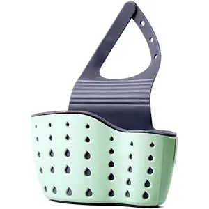 Sink Basket Sink Strainers Basket Corner Sponge  for kitchen sink Kitchen Drain Shelf Sink Storage Holder (style 2- Sage Green and Gray)
