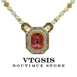 STUNNING Gold Necklace  with Freshwater Pearls & Sparkling Diamonds! Vibrant Orange Gemstone (Topaz/Morganite) Pendant for Red Carpet Glam. Instant Luxury Upgrade - Dare to Shine!
