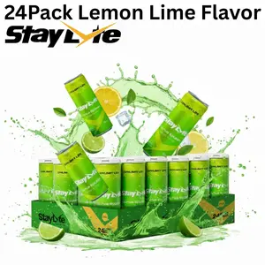 Lemon Lime Flavor StayLyte Citrus Splash - Sparkling Carbonated Electrolyte Drinks, 3-in-1 Recovery Energy Hydration Drinks -425mg Electrolytes, 50mg Clean Caffeine, B-Vitamins - 24 Pack