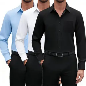 Men's Super Stretchy Dress Shirt Quick-Drying Breathable Anti-Wrinkle Muscle Slim Long-Sleeved Business Sports Casual Black Top Outdoorfun Beige Fabric,Father's Day Gift Workwear Menswear,Tiktok shop deals,Gifts for him,Valentines day outfit Spri