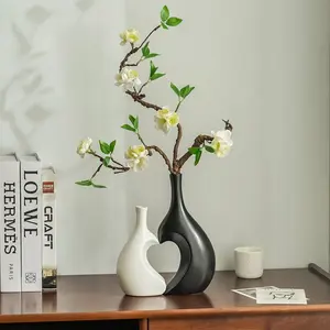 2PCS Nordic Vase Imitation Artificial Flowers Nordic Style Wabi-Sabi High Quality Living Room Decoration Vase Set Ceramic Vase