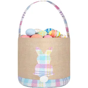 Easter Bunny Basket Canvas Easter Egg  Decorations Storage  Grocery Candy Bag Gifts
