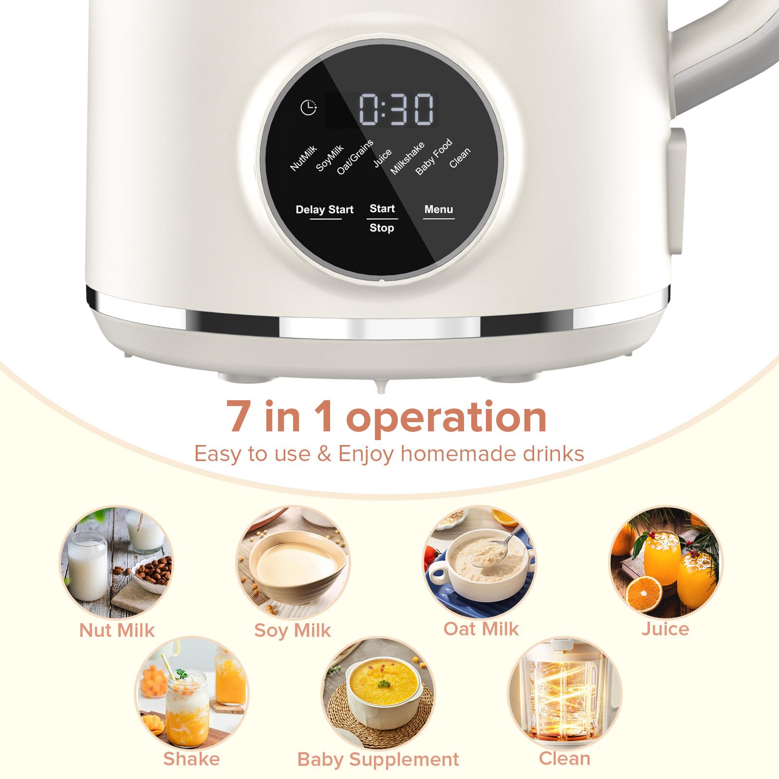 Czlife N7/N5 Nut Milk Maker Machine, 10 in 1/7 in 1 Automatic Soy Milk Maker Machine for Homemade Oat Milk, Nutmilk, Juice, Milkshake, Baby Food, Grains, Almonds Milk Maker with Self Clean / Delay Start / Keep Warm
