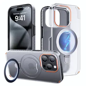 EXW Magnetic Kickstand Case for Apple iPhone 15 Pro/ Pro Max Cover with MagSafe, Pc+Tpu two-in-one Shockproof Cases with Magnetic Holder Ring