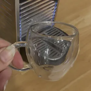 2.5oz Double Walled Espresso Coffee Cups Set of 4 with Handle,Clear Expresso Shot Cup Glasses,Tazas de Cafe Expreso,Drinkware Essentials,Borosilicate