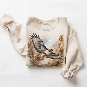 Retro 90's Red Tailed Hawk Birds Of Brey Vintage Birdwatching Unisex Sweatshirt - Lauriel Designs  78