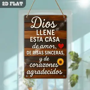 2D Flat Metal Wall Art Aluminium Iron  12x8 1pc Bless This  Spanish Decorative Plaque for Garden Porch Patio  Bar Cafe Office Kitchen Living Room Bathroom  Birthday Gifts funny tin  wall  friend ideal accent humorous decor family lover home sign warning