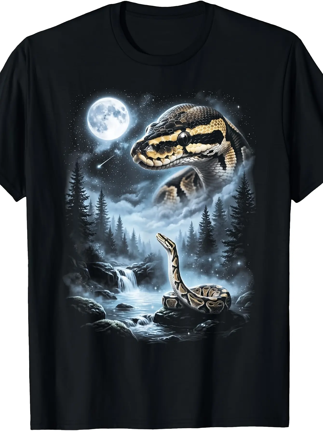 Ball Python Howling at Moon 90'S Retro Snake T-Shi unisex soft cotton short sleeve t shirt, vintage graphic casual tee for men women teens, perfect birthday holiday gift for camping travel gym daily street  wear