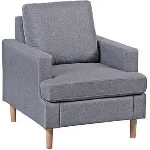Accent Chair Modern Linen Fabric Armchair Upholstered Single Sofa Chair Gray