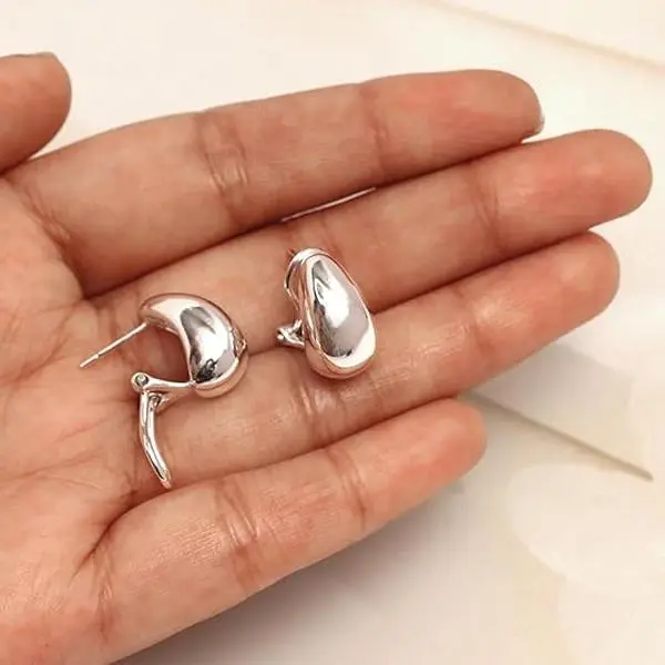 LeCalla 925 Sterling Silver Omega Back Earrings Omega-Clip Back Pierce Earrings Dome Clip On Large Omega Stud Earrings for Women - 16mm