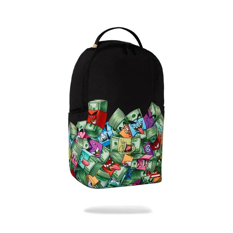Sprayground Stacked Money Boys DLXR Backpack Unisex L Black Laptop Sleeve GBS76 (Black,Large)