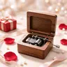 Handmade Walnut Wood Hand-Crank Music Box – Plays "You Are My Sunshine", Metal Accents, Lid Storage for Photo or Message, 2.5×2.3×1.4 in, Ideal Gift for Mom, Birthdays, Anniversaries & Home Decor