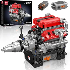Mould King 10204 V8 Engine Model That Works Build Your Own V8 Engine Toy 8-Cylinder Petrol Car Engine for Physical Experiments Realistic Turbocharged