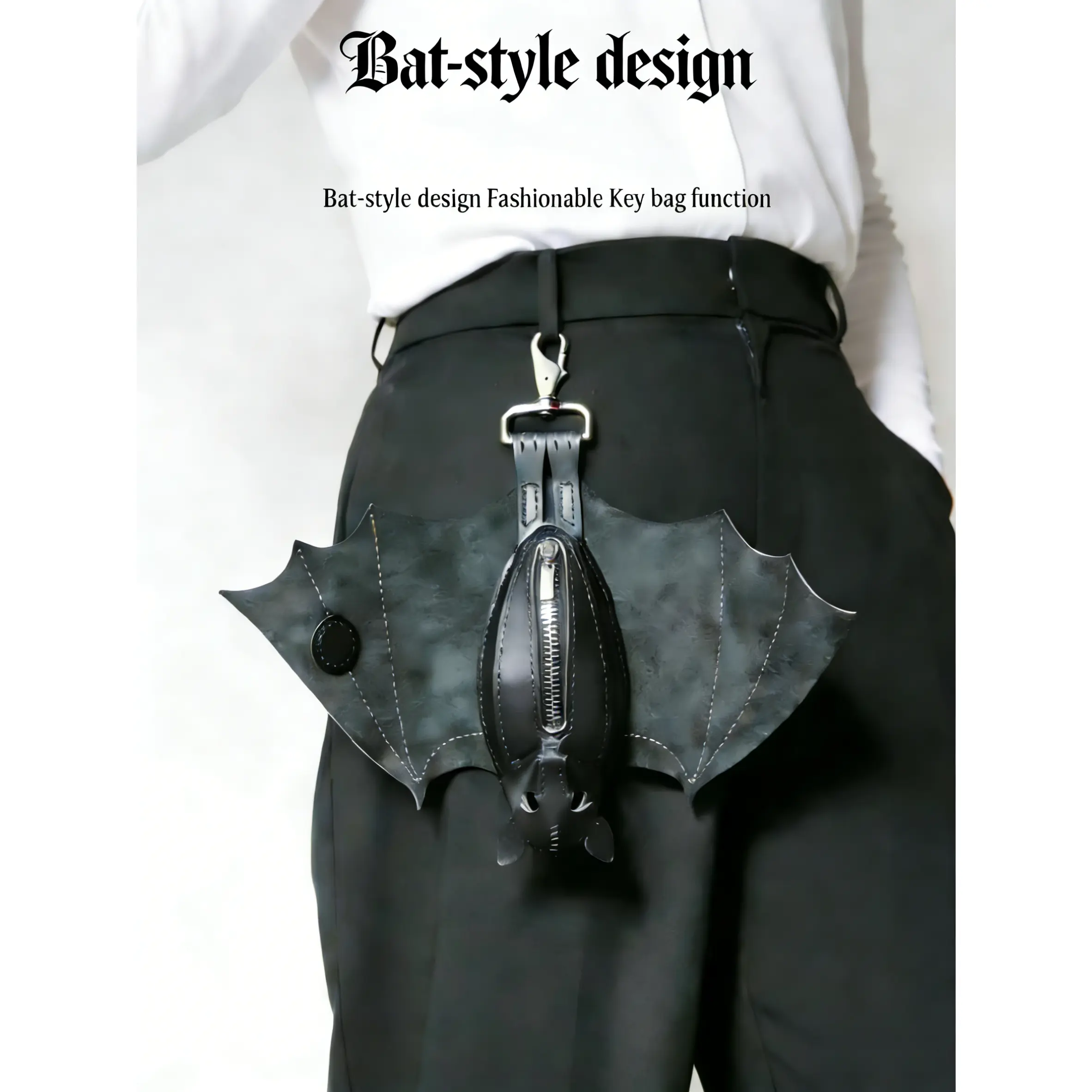 Hand made Leather Bat Coin Purse Keychain, Stylish Leather Design, Durable & Functional Accessory, Perfect Gift Idea for Him Her, Portable Keychain