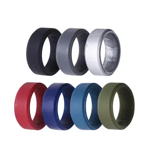 OIDEA Men's 8mm Liquid Silicone Ring Set - Step Edge Breathable Flexible Silicone-Based Band, Active Sports Accessory, 7-Color Gift Pack (Flexible Rings), Liquid Silicone Rings summerwins,summerwins
