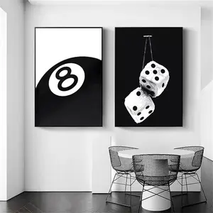 2pcs Black and White No.8 Ball Art Poster Billiards Club Theme Wall Decoration Canvas Art Oil Painting Frameless Prints Living Room Corridor Home Decoration Painting Modern Home Decor