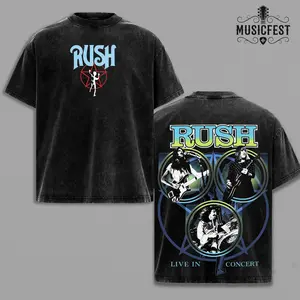 Rush Rock Band Oversized Vintage Wash Tee, Canadian Progressive Rock Merch, Pump Cover Streetwear Top, 2 Sided Live Performance Retro Graphic Tee, Heavyweight Cotton Boxy Tee, Music Lover Over-sized Tee
